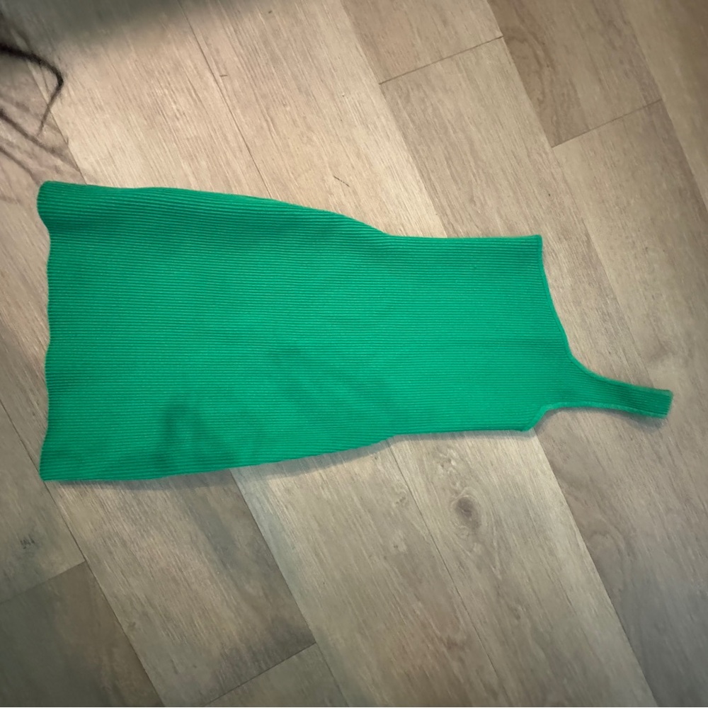 Babaton One-Shoulder Ribbed Dress in Green